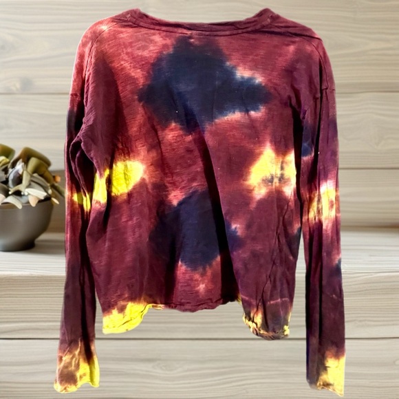 GILDA MIDANI Rare Cotton Artistic Tie Dye Long Sleeves TEE Women’s SZ XS 1 of 1 - Picture 3 of 6